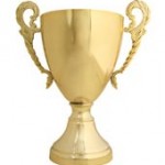 Trophy on white with path